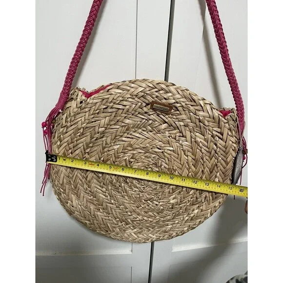 Sun N Sand Beach Bag Natural Straw round tote Blue NWT - Picture 7 of 7